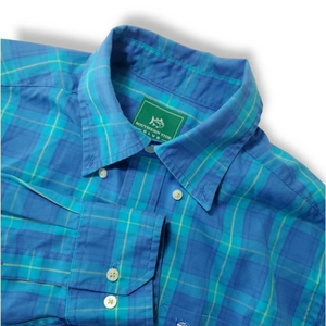 Southern Tide Club Men's Small Blue, Yellow Plaid‎ LS Performance Cotton Shirt